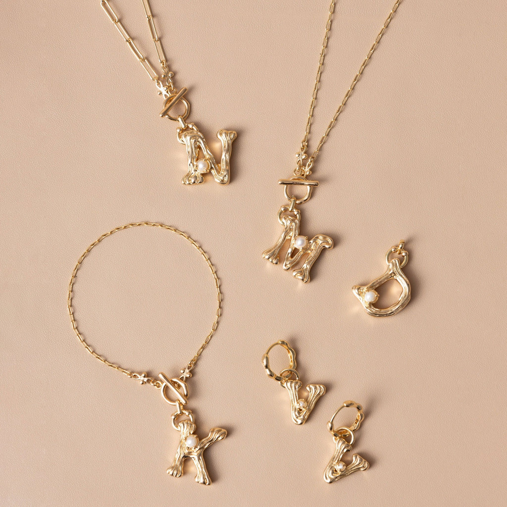 CHARM ALPHABET AND PEARL "X"(SMALL SIZE)