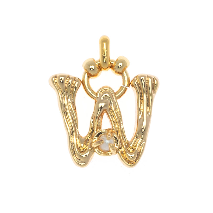 CHARM ALPHABET AND PEARL "W"(SMALL SIZE)