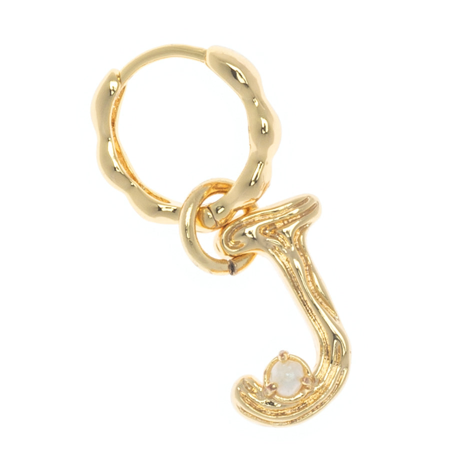 ALPHABET AND PEARL EARRINGS "J"