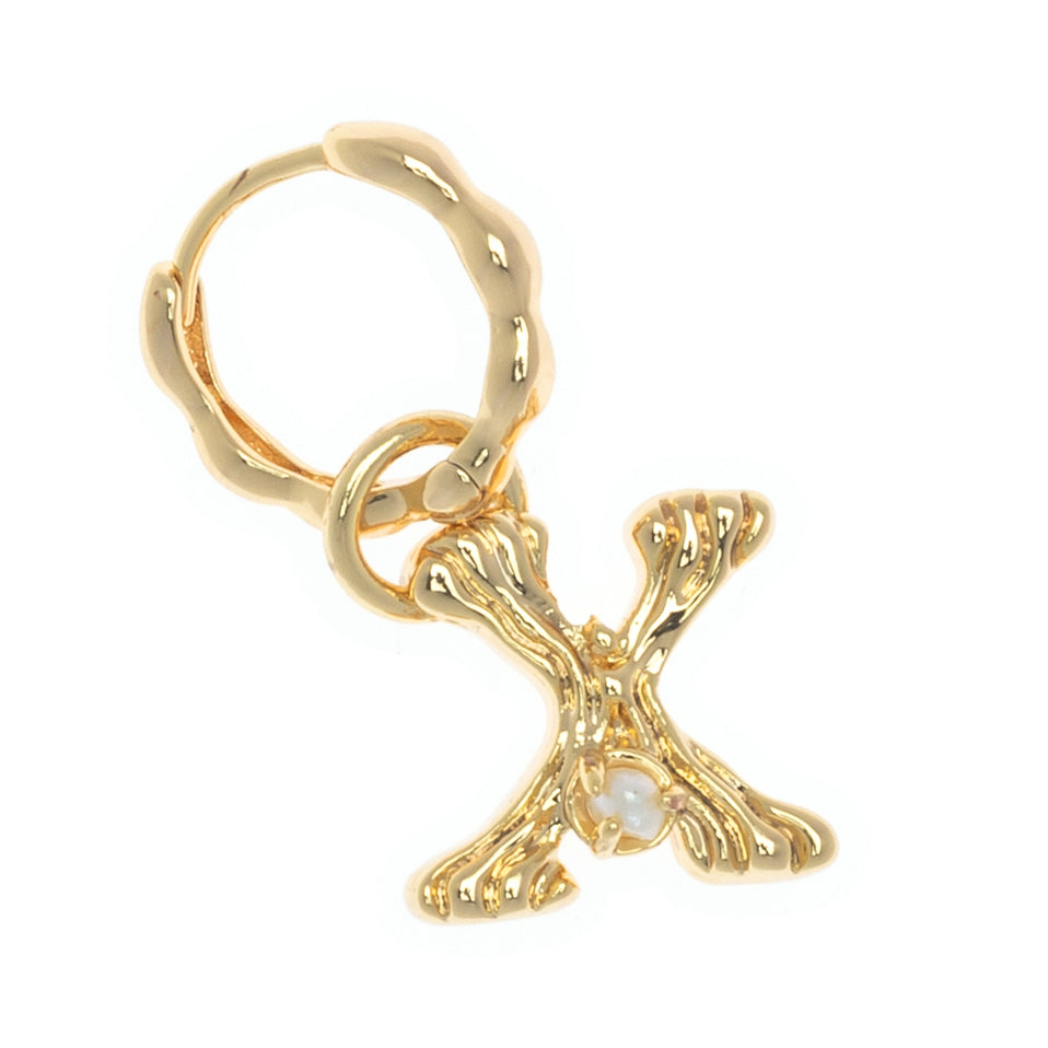 ALPHABET AND PEARL EARRINGS "X"