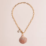 PEACH SHELL CHARM LINK NECKLACE