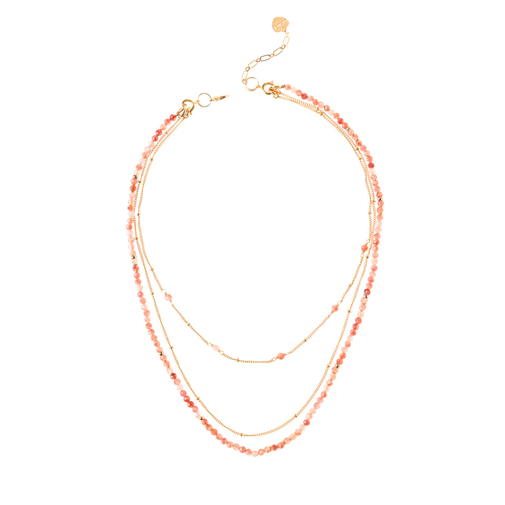 STRAWBERRY QUARTZ - LUCKY STONE Layered Necklace