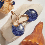 LAPIS LAZULI OVAL GOLD EARRINGS