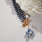 SINGLE STRAND BLUE BEAD NECKLACE