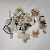 WHITE LAPIS FRINGE BEAD EARRINGS