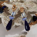 SINGLE STRAND LAPIS LAZULI DROP EARRINGS