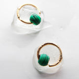 CADMIUM GREEN ROUND BEAD HOOP EARRINGS