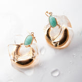 GOLDEN AMAZONITE SHORT DROP EARRINGS