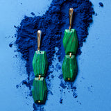 CADMIUM GREEN DOUBLE STONE EARRINGS