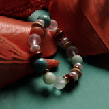 AMAZONITE ORANGE BEADED STRETCHY BRACELET