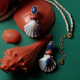 BLUE SHELL DROP EARRINGS