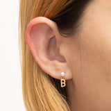 Mommy & Me White Pearl "Earring" (เลือกอักษร Initial ได้)