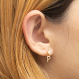 Mommy & Me White Pearl "Earring" (เลือกอักษร Initial ได้)