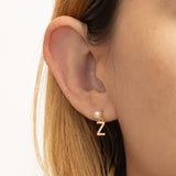 Mommy & Me White Pearl "Earring" (เลือกอักษร Initial ได้)
