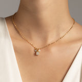 CLEAR QUARTZ BIRTHSTONE PENDANT NECKLACE