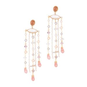 Rose Quartz Waterfall Earrings (Cindy Selected)