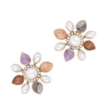 Rose Quartz Floral Stud Earrings (Cindy Selected)