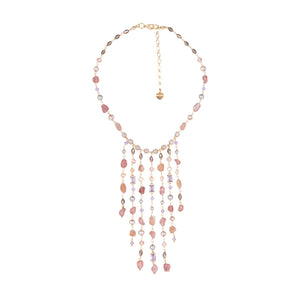 Rose Quartz Fringe Princess Necklace (Cindy Selected)