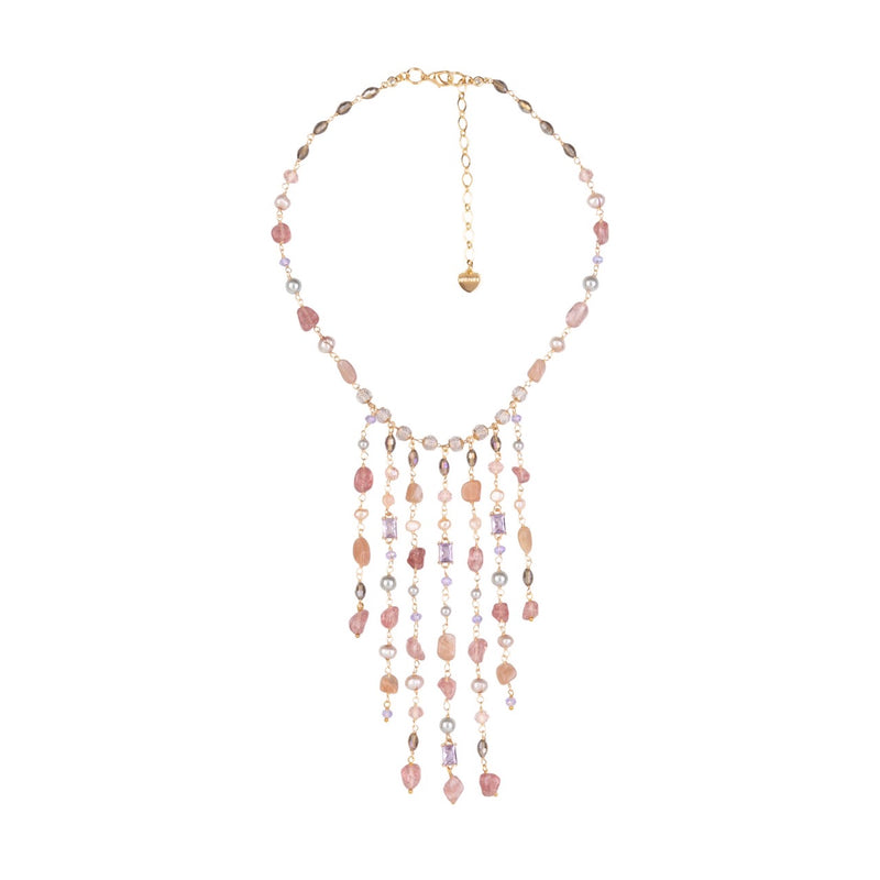 Rose Quartz Fringe Princess Necklace (Cindy Selected)