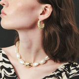 CREAM WRAPPED HOOP EARRINGS