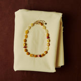GLASS BEADS YELLOW JASPER AGATE NECKLACE
