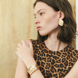 TAN TEXTURED SMALL SQUARE EARRINGS