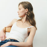 BROWN GOLD HALF HOOP EARRINGS