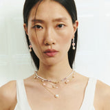 FACETED WHITE PEARL GOLD CHAIN NECKLACE