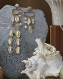 FREEFORM WHITE PEARL CHANDELIER EARRINGS