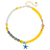 YELLOW BLUE STARFISH NECKLACE