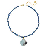 PINK LAPIS SHELL CHARM NECKLACE