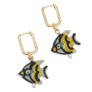 BLACK GOLD FISH DROP EARRINGS