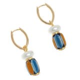 LAPIS YELLOW BEAD DROP EARRINGS