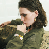 BRIGHT ORANGE MIXE CHUNKY HOOP EARRINGS