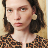 TAN TEXTURED SMALL SQUARE EARRINGS