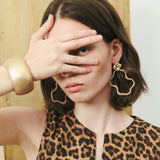 TAN GOLD SWIRL EARRINGS