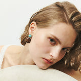 BROWN TURQUOISE DOUBLE BALL EARRINGS