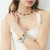 ASYMMETRICAL AMAZONITE TURQUOISE STRETCHY BRACELET
