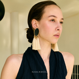 MIDNIGHT ONYX IVORY TASSEL EARRINGS (PRE-ORDER TAKES 30 DAYS)