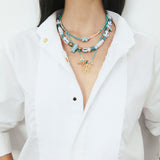 TRIPLE FISH BEADED NECKLACE