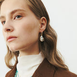 BAROQUE PEARL TURQUOISE EMBED HUGGIE EARRING