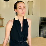 MIDNIGHT ONYX IVORY TASSEL EARRINGS (PRE-ORDER TAKES 30 DAYS)
