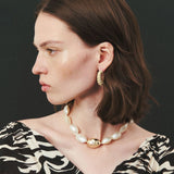 CREAM WRAPPED HOOP EARRINGS