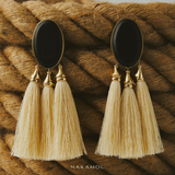 MIDNIGHT ONYX IVORY TASSEL EARRINGS (PRE-ORDER TAKES 30 DAYS)