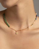 EMERALD INITAL BIRTHSTONE NECKLACE (เลือกอักษร INITIAL ได้)