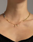 PERIDOT INITAL BIRTHSTONE NECKLACE (เลือกอักษร INITIAL ได้)