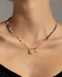 AMETHYST INITAL BIRTHSTONE NECKLACE (เลือกอักษร INITIAL ได้)