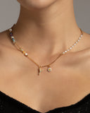 PEARL INITAL BIRTHSTONE NECKLACE (เลือกอักษร INITIAL ได้)