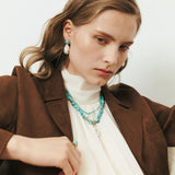 CHUNKY TURQUOISE BAROQUE PEARL  NECKLACE