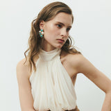 TURQUOISE WHITE PEARL STATEMENT EARRINGS